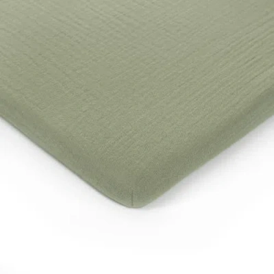 Comfy Cubs Muslin Fitted Bassinet Crib Sheet In Sage
