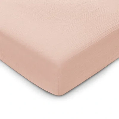Comfy Cubs Muslin Fitted Crib Sheet In Blush