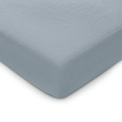 Comfy Cubs Muslin Fitted Crib Sheet In Pacific Blue