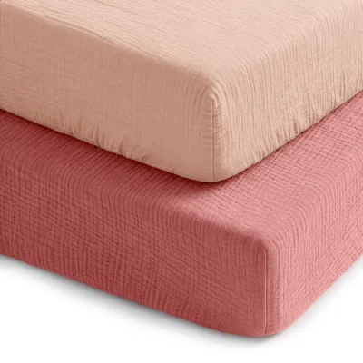 Comfy Cubs Muslin Fitted Crib Sheet In Pink