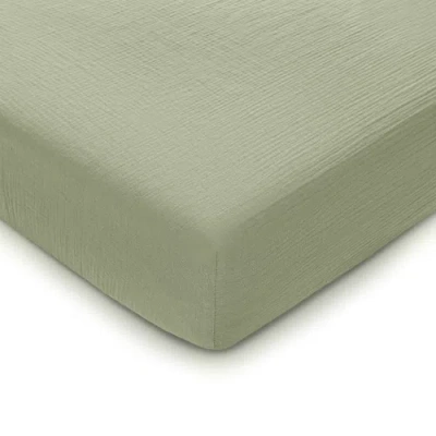 Comfy Cubs Muslin Fitted Crib Sheet In Sage