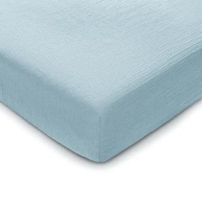 Comfy Cubs Muslin Fitted Crib Sheet In Sky Blue