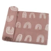 Comfy Cubs Muslin Swaddle Blanket, 1 Pack In Mauve Rainbow