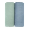 Comfy Cubs Muslin Swaddle Blanket, 2 Pack In Pacific Blue & Fern