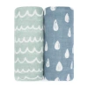 Comfy Cubs Muslin Swaddle Blanket, 2 Pack In Rain & Doodle
