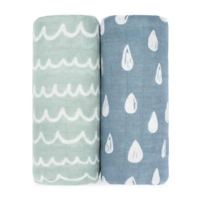 Comfy Cubs Muslin Swaddle Blanket, 2 Pack In Rain & Doodle