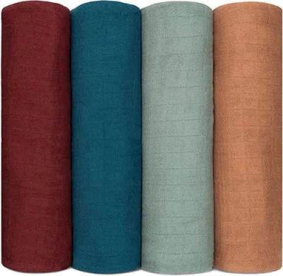 Comfy Cubs Muslin Swaddle Blankets, 4 Pack In Multi