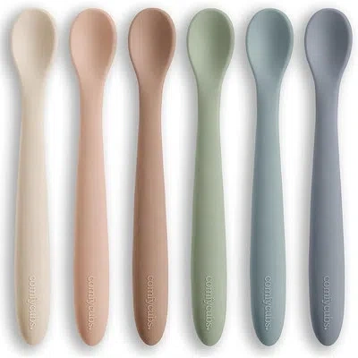 Comfy Cubs Silicone Baby Spoons Set – Bpa Free, Soft Gum-safe Toddler Eating Essentials – Lightweight & Flexibl In Sand Pack