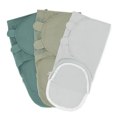 Comfy Cubs Swaddle Blankets With Easy Access Zipper In Stone, Sage, Azul