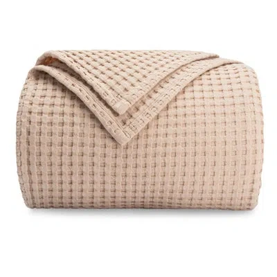 Comfy Cubs Waffle Weave Throw Blanket In Blush