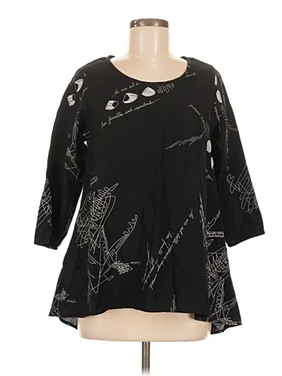 Pre-owned Comfy Usa 3/4 Sleeve Blouse In Black