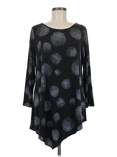 Pre-owned Comfy Usa 3/4 Sleeve Top Black Boatneck Tops