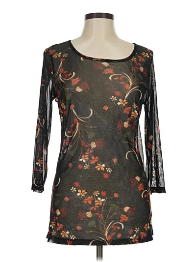 Pre-owned Comfy Usa 3/4 Sleeve Top Black Boatneck Tops