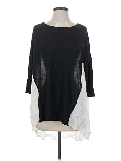 Pre-owned Comfy Usa 3/4 Sleeve Top Black Boatneck Tops