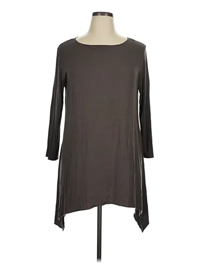 Pre-owned Comfy Usa 3/4 Sleeve Top Gray Boatneck Tops