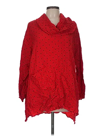 Pre-owned Comfy Usa 3/4 Sleeve Top Red Cowl Neck Tops