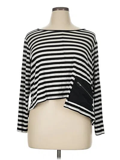 Pre-owned Comfy Usa Long Sleeve Top Black Boatneck Tops