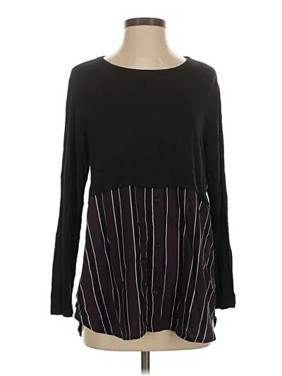 Pre-owned Comfy Usa Long Sleeve Top Black Boatneck Tops