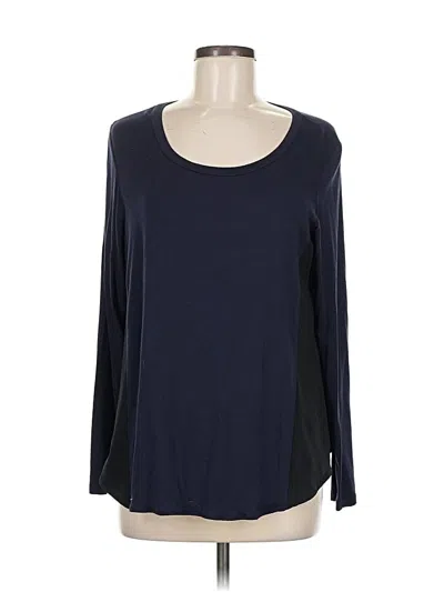 Pre-owned Comfy Usa Long Sleeve Top Blue Scoop Neck Tops