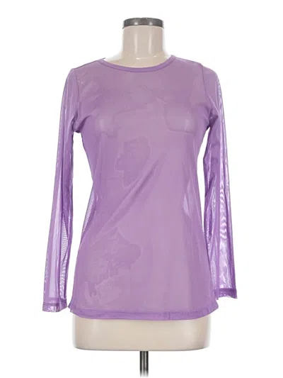 Pre-owned Comfy Usa Long Sleeve Top Purple Keyhole Neckline Tops