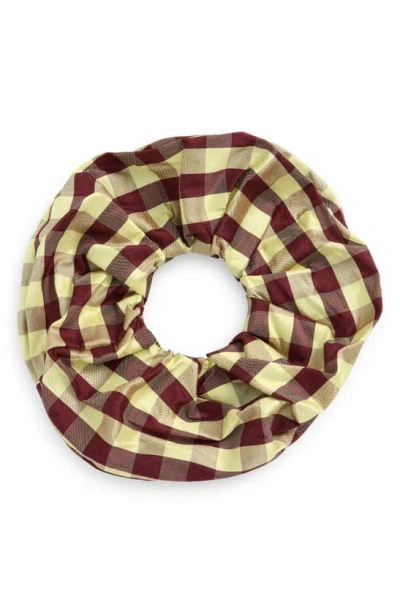 Coming Of Age Oversize Silk Scrunchie In Gingham Burgundy Yellow