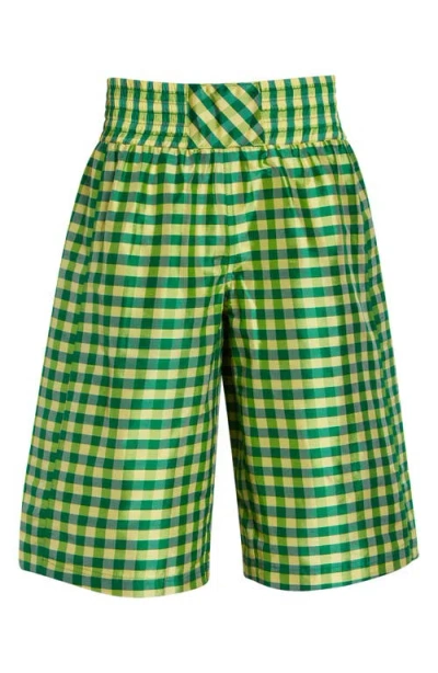 Coming Of Age Silk Gingham Boxing Shorts In Multi