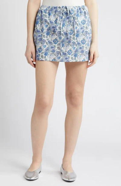 Coming Of Age X  Heidi Rose Print Tie Waist Skirt In Heidi Rose Blue