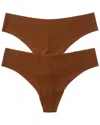 Commando 2pk Butter Mid-rise Thong In Brown