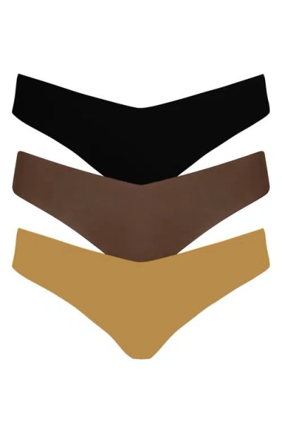 Commando Assorted 3-pack Classic Microfiber Thongs In Multi