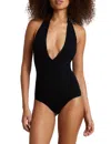 Commando Ballet Body Plunge Halter Bodysuit In Black In Black