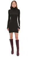 Commando Ballet Body Turtleneck Mini Dress With Thumbholes Black In Black