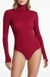 Commando Matte Long-sleeve Turtleneck Bodysuit In Raspberry