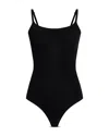 Commando Ballet Scoop-neck Microfiber Thong Bodysuit In Black