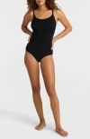 Commando Ballet Scoop-neck Microfiber Thong Bodysuit In Black