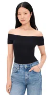 Commando Ballet Cap Sleeve Bodysuit Black In Black