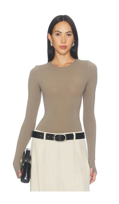 Commando Ballet Crewneck Bodysuit In Taupe