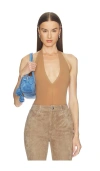 Commando Ballet Deep Plunge Bodysuit In Brown