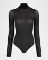 Commando Classic Turtleneck Microfiber Thong Bodysuit In Black