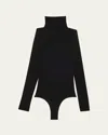 Commando Ballet Mock-neck Sheer Tulle Thong Bodysuit In Black