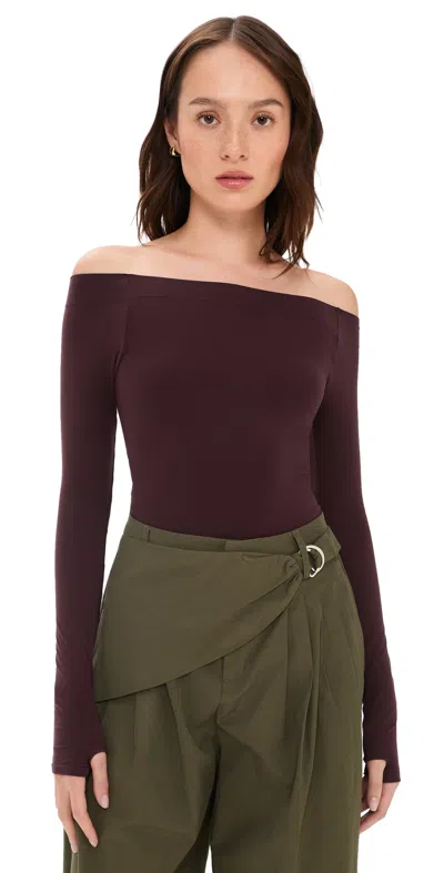Commando Ballet Off Shoulder Bodysuit With Thumbholes Raisin