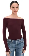 Commando Ballet Off-shoulder Bodysuit With Thumbholes Raisin In Purple