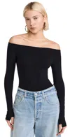 Commando Ballet Off-shoulder Thong Bodysuit Black In Black
