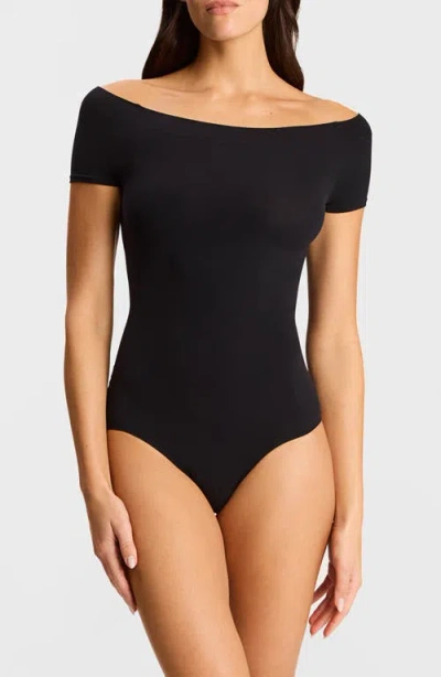 Commando Ballet Off The Shoulder Cap Sleeve Bodysuit In Black