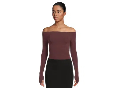 Commando Ballet Off-shoulder Bodysuit With Thumb Hole In Purple