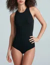 Commando Butter Short Sleeve Crewneck Bodysuit In Black In Black