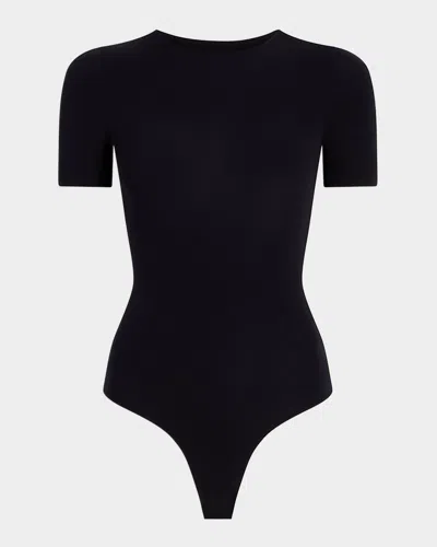 COMMANDO BALLET SHORT-SLEEVE MICROFIBER THONG BODYSUIT