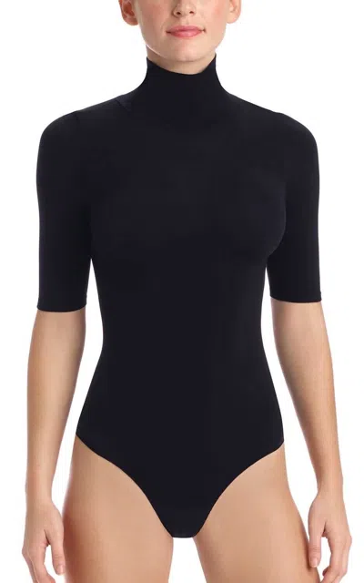 Commando Ballet Short Sleeve Turtleneck Bodysuit In Black