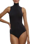 Commando Ballet Mockneck Sleeveless Bodysuit In Black In Black
