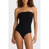 Commando Ballet Strapless Microfiber Thong Bodysuit In Black