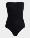 Commando Ballet Strapless Microfiber Thong Bodysuit In Black